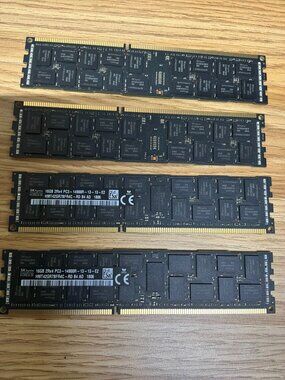 Lot of 4 SK Hynix 16GB DDR3 ECC Registered Server RAM PC3-14900R 1866MHz Memory